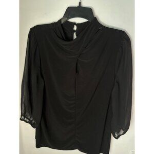 Zero 2 Eight Black Blouse L Sheer Chiffon Sleeves Dark Elegant Minimal Goth